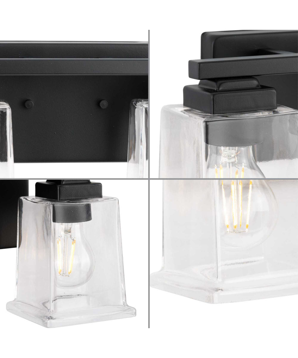 Gilmour 2-Light Modern Farmhouse Clear Glass Bath Vanity Light Matte Black