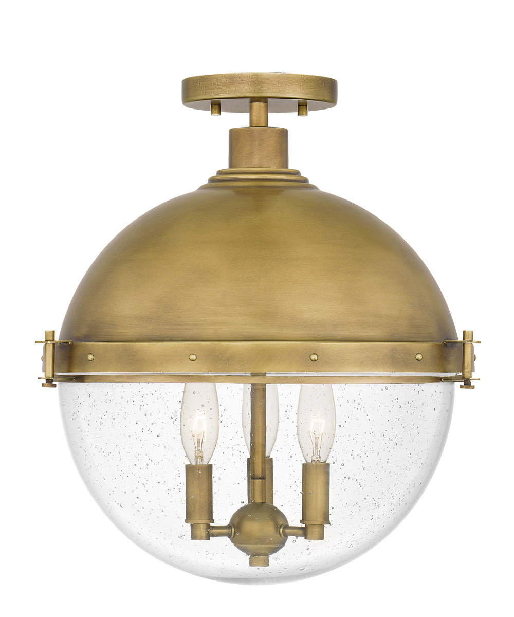 Perrine 3-light Semi Flush Mount Weathered Brass