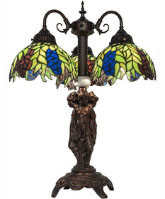 23" High Tiffany Honey Locust 3 Light Table Lamp
