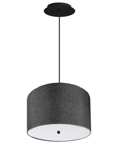 16" W 2 Light Pendant Granite Gray Shade with Diffuser, Black Cord