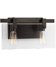 Glayse 2-Light Clear Glass Luxe Bath Vanity Light Antique Bronze