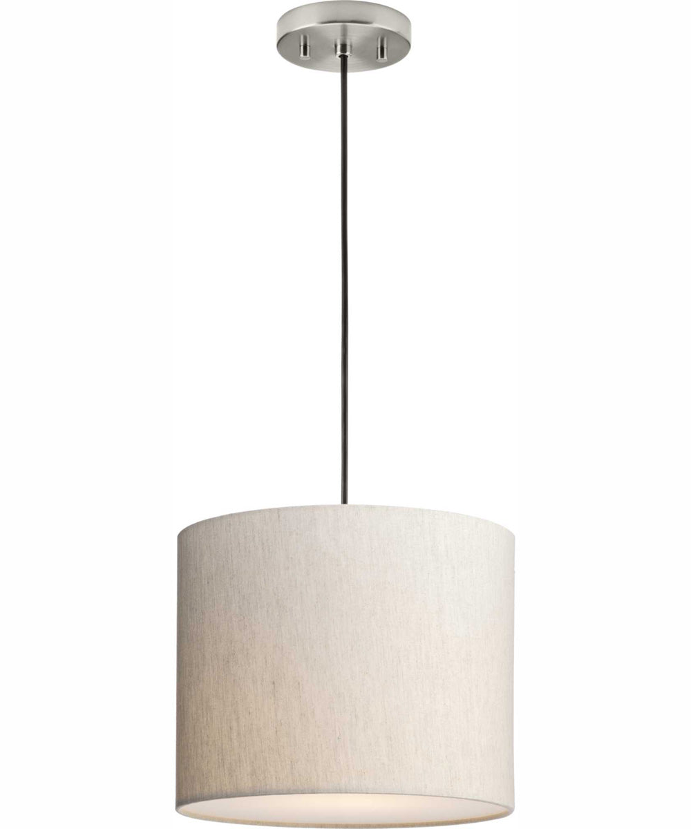 Markor 1-Light Ecru Linen Shade Transitional Pendant Brushed Nickel;Matte Black;Vintage Brass