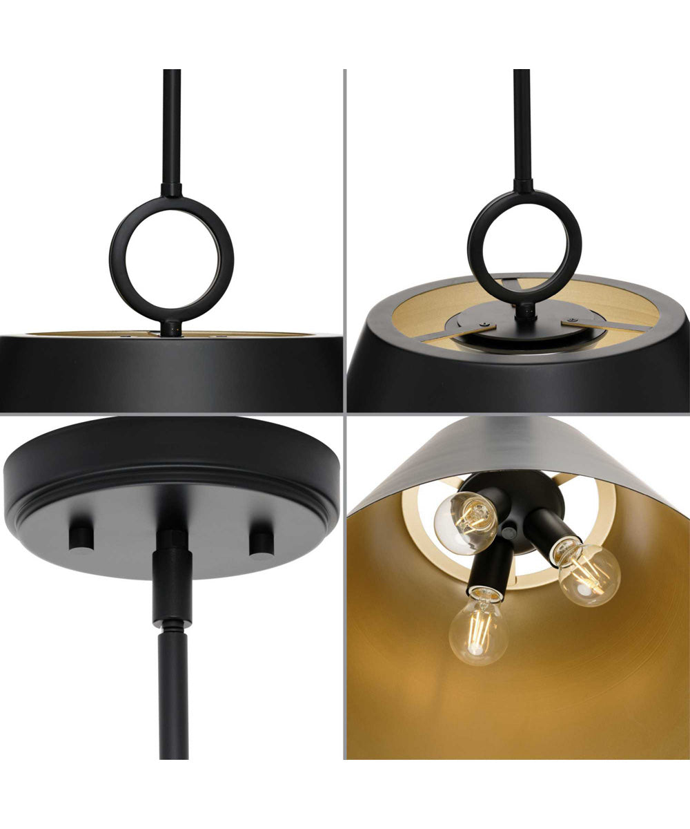 Parkhurst 3-Light New Traditional Metal Pendant Light Matte Black