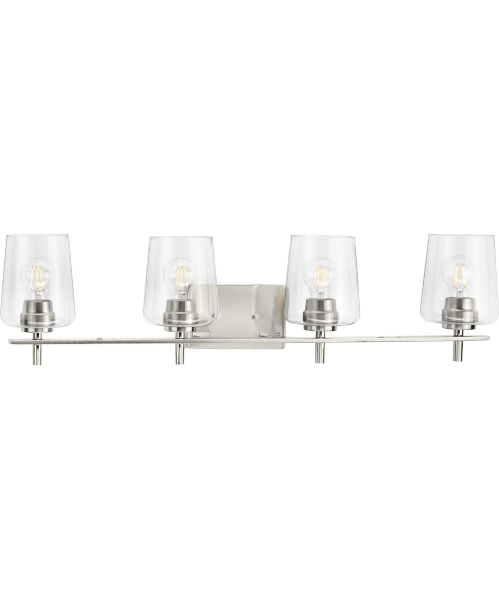 Calais 4-Light New Traditional Clear Glass Bath Vanity Light Brushed Nickel