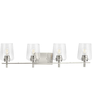 Calais 4-Light New Traditional Clear Glass Bath Vanity Light Brushed Nickel