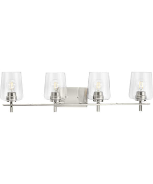 Calais 4-Light New Traditional Clear Glass Bath Vanity Light Brushed Nickel
