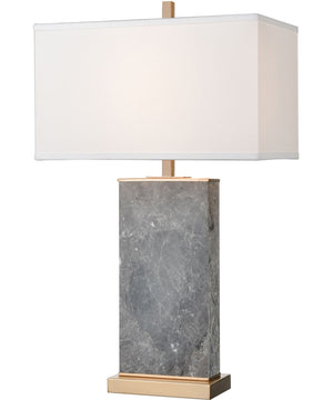 Archean Table Lamp Grey Marble/Cafe Bronze/a White Linen Shade