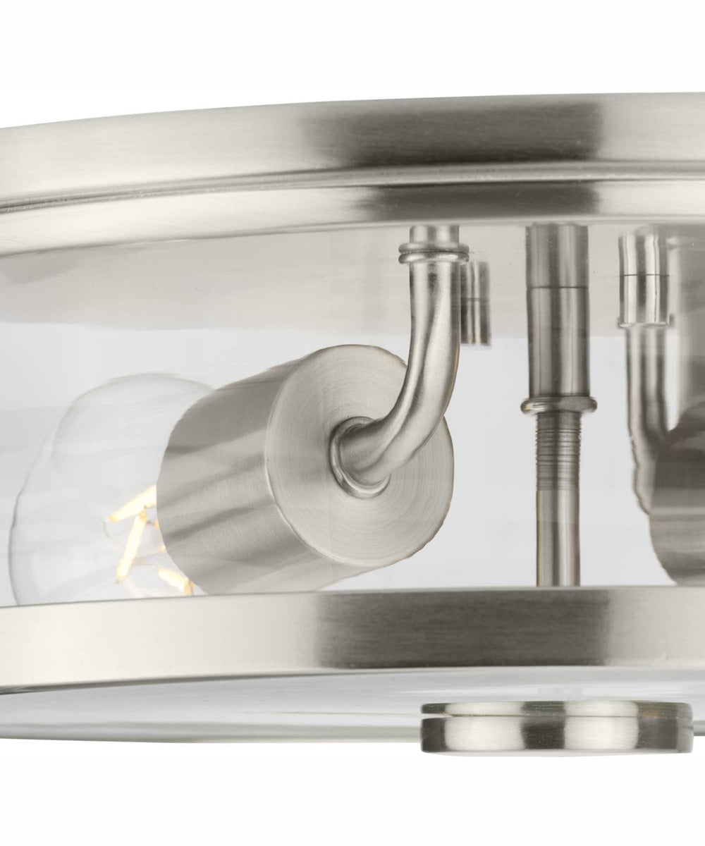 Gilliam 12-5/8 in. 2-Light New Traditional Flush Mount Brushed Nickel