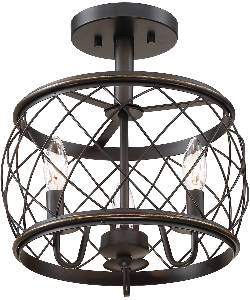 Dury Small 3-light Semi Flush Mount Palladian Bronze