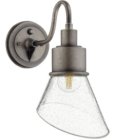 14"H Torrey 1-light Wall Mount Light Fixture Weathered Zinc w/ Clear/Seeded