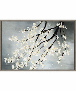 Framed Cherry Tree Blossoms by Kari Taylor Canvas Wall Art Print (33  W x 23  H), Sylvie Greywash Frame
