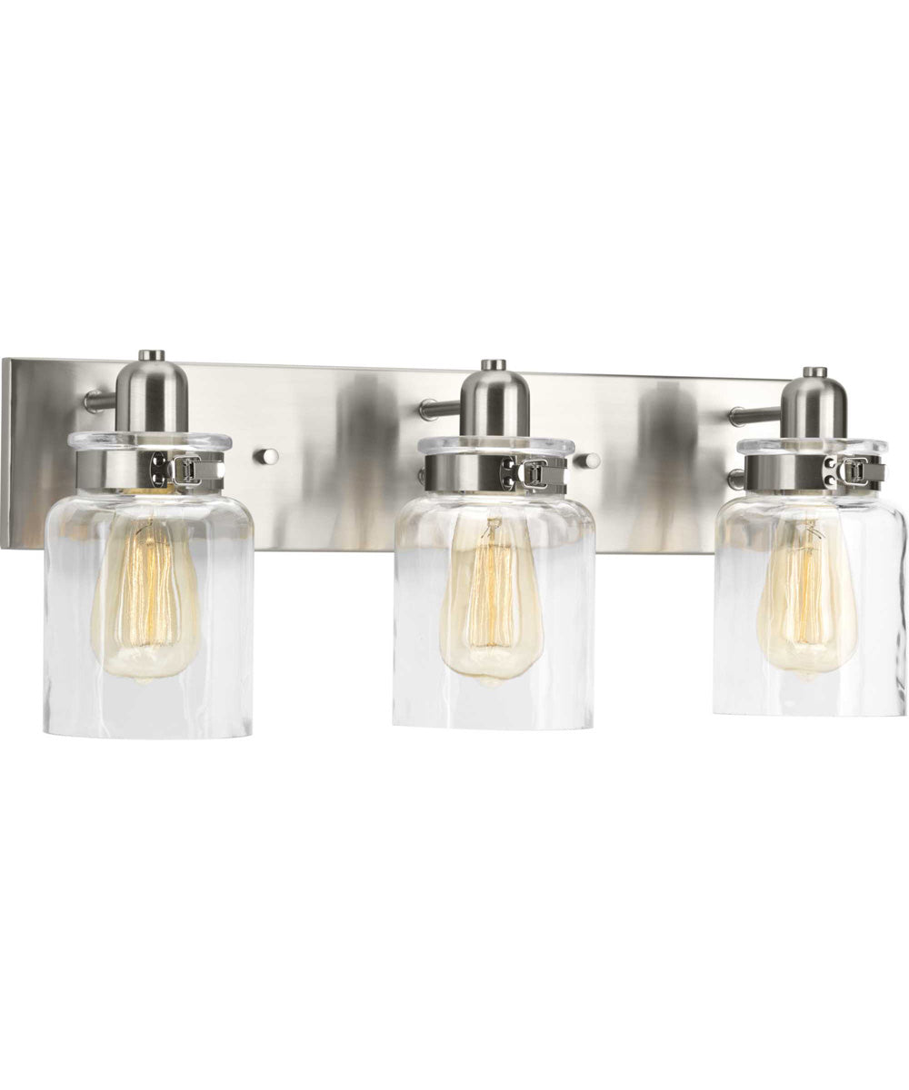 Calhoun 3-Light Clear Glass Farmhouse Bath Vanity Light Brushed Nickel