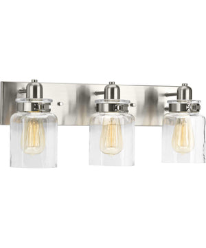 Calhoun 3-Light Clear Glass Farmhouse Bath Vanity Light Brushed Nickel