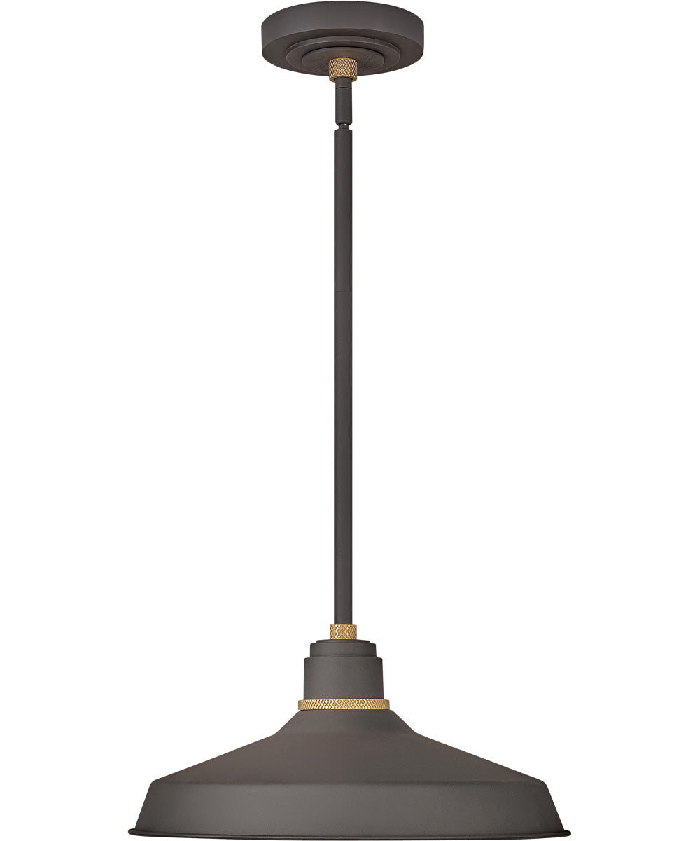 1-Light Outdoor Pendant Barn Light in Museum Bronze