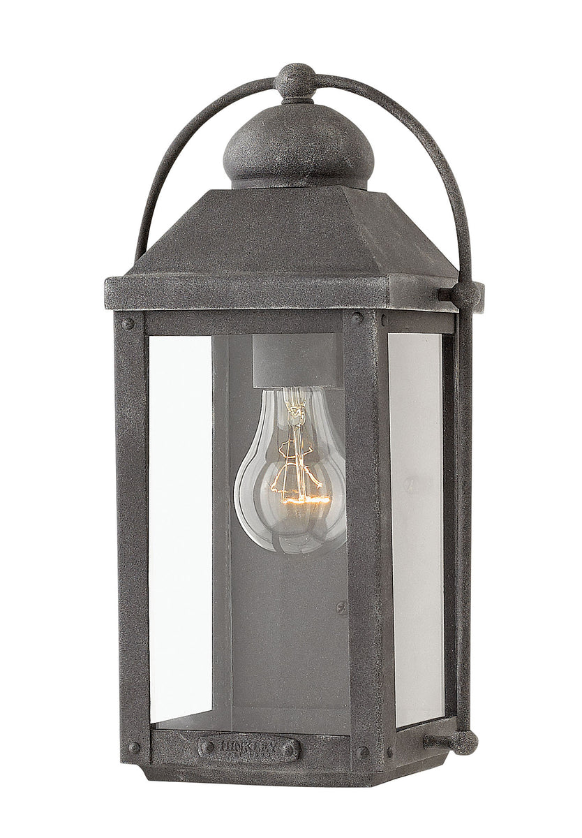 13"H Anchorage 1-Light Small Outdoor Wall Light in Aged Zinc