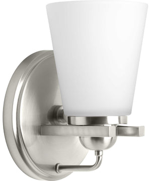 Flight 1-Light Etched Glass Coastal Bath Vanity Light Brushed Nickel