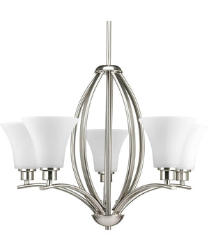 Joy 5-Light Etched White Inside Glass Traditional Chandelier Light Brushed Nickel