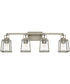 Kenner 4-Light Vanity In Antique Nickel With Clear Rain Glass