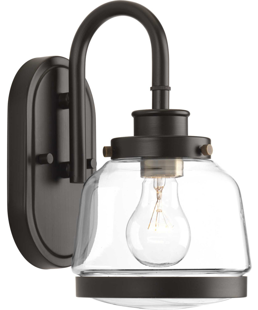 Judson 1-Light Clear Glass Farmhouse Bath Vanity Light Antique Bronze