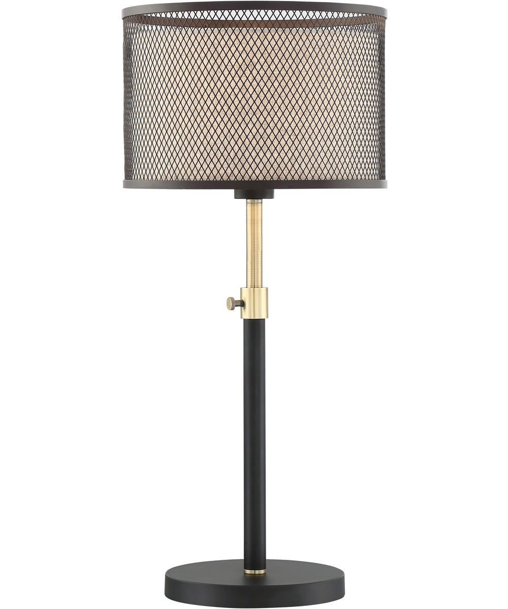 Elena 1-Light Table Lamp Coffee/Metal Net Shade/Inner Fabric