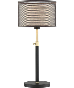 Elena 1-Light Table Lamp Coffee/Metal Net Shade/Inner Fabric