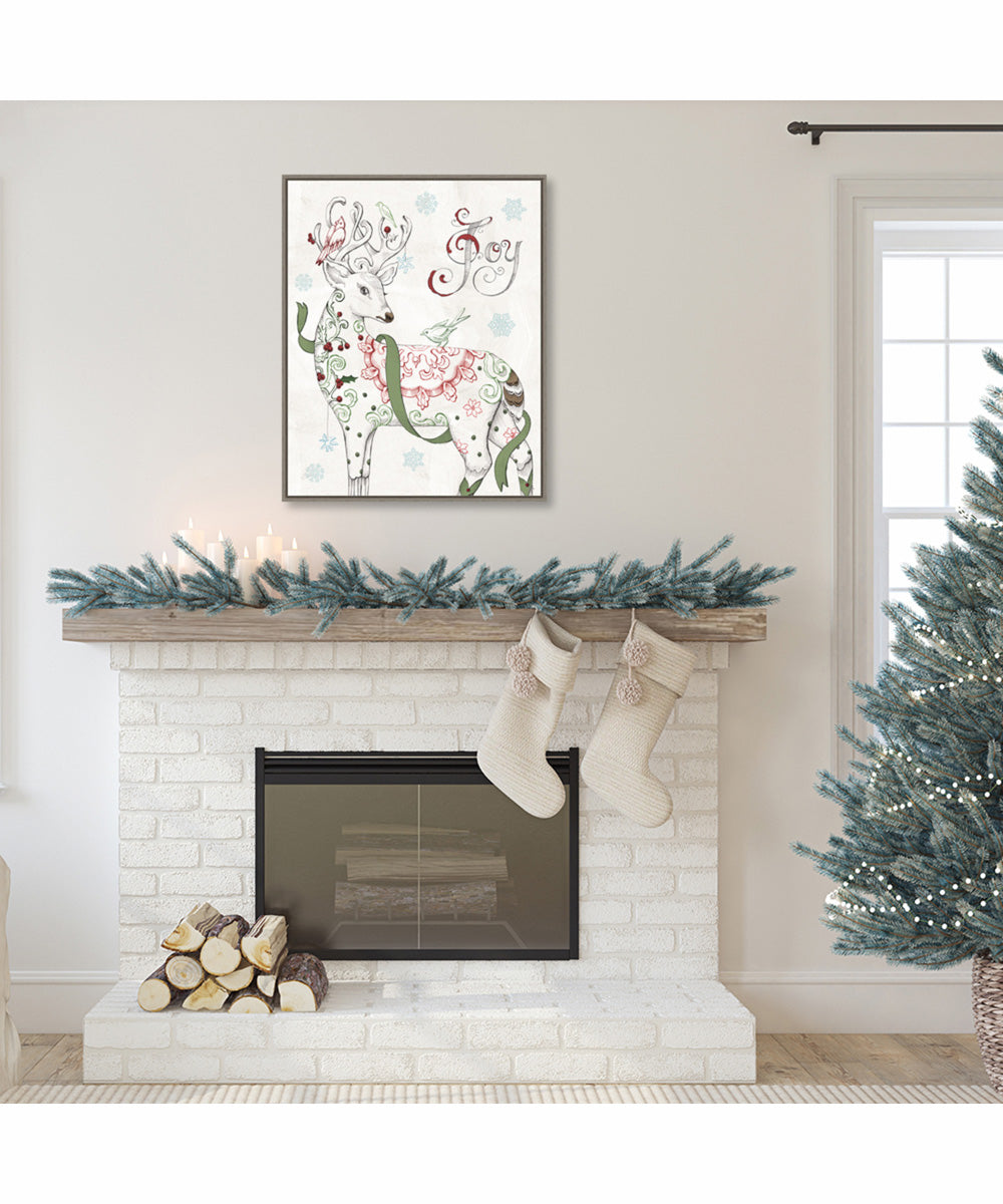 Framed Christmas Season IV by Daphne Brissonnet Canvas Wall Art Print (23  W x 28  H), Sylvie Greywash Frame