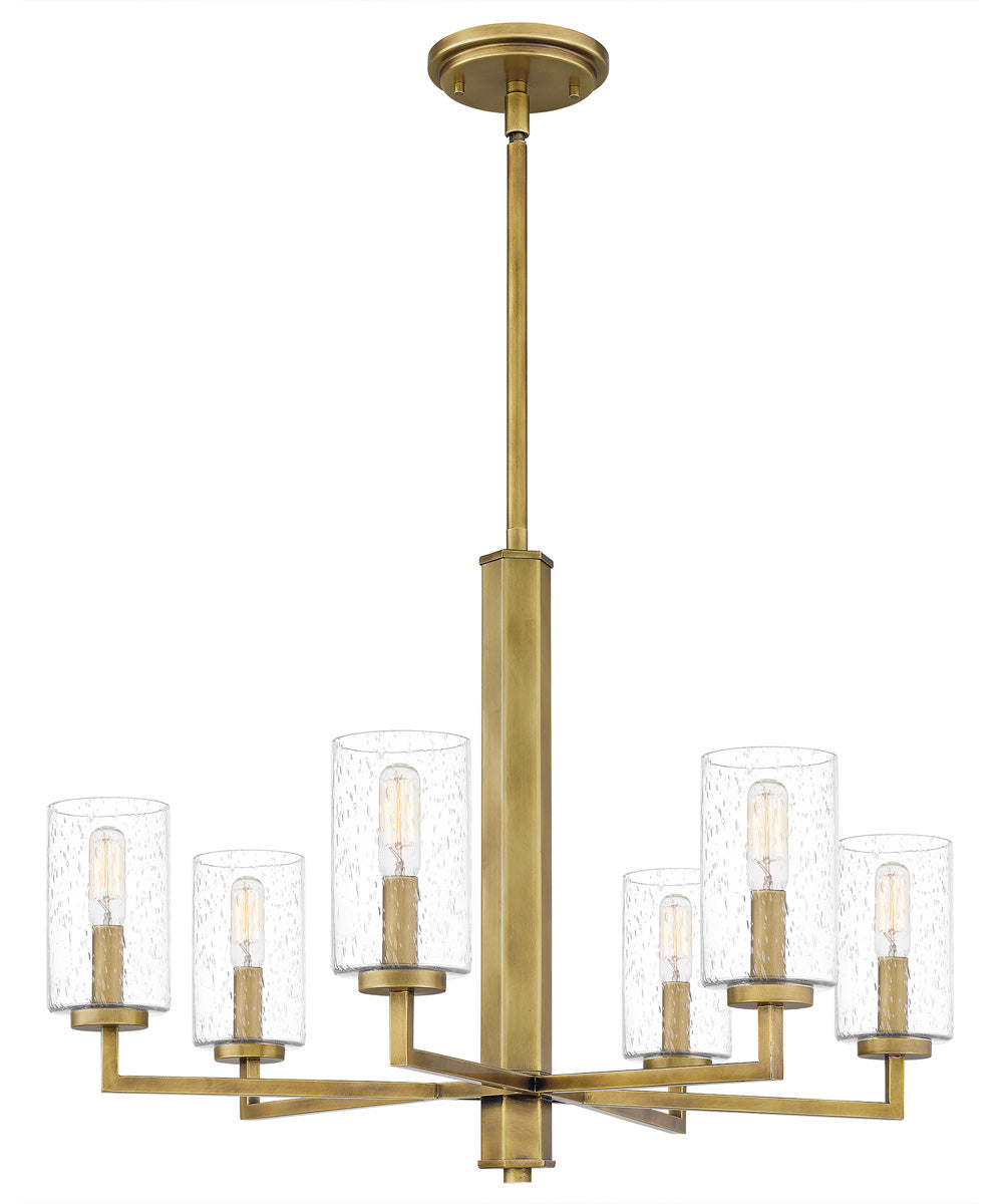 Sunburst 6-light Chandelier Weathered Brass