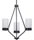 Elevate 3-Light Etched White Glass Mid-Century Modern Chandelier Light Matte Black