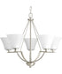 Bravo 5-Light Etched Glass Modern Chandelier Light Brushed Nickel