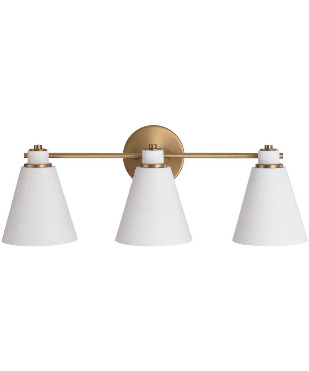 Bradley 3-Light Vanity Aged Brass and White