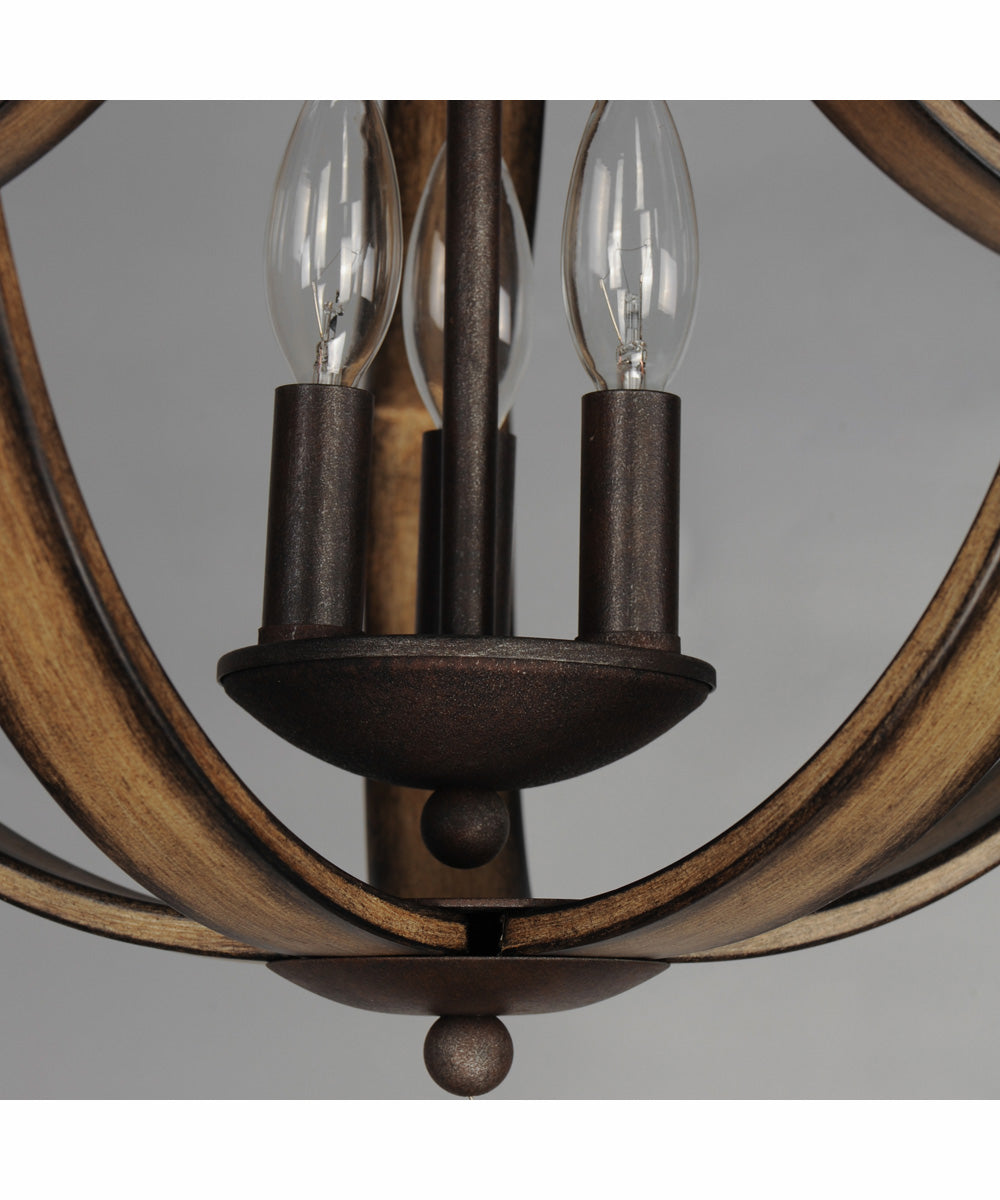 Basque 3-Light Semi-Flush Mount Driftwood/Anthracite