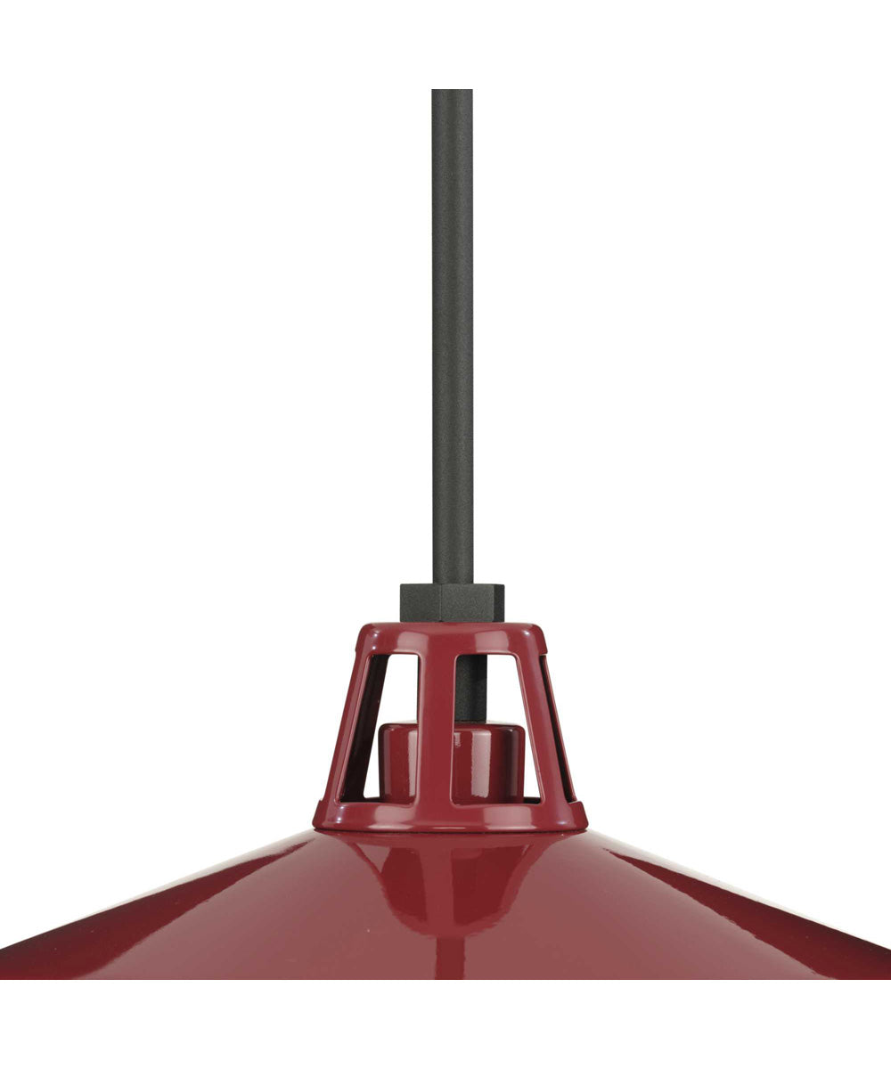 Cedar Springs  1-Light Textured Black Metal Shade Farmhouse Outdoor Hanging Light Red