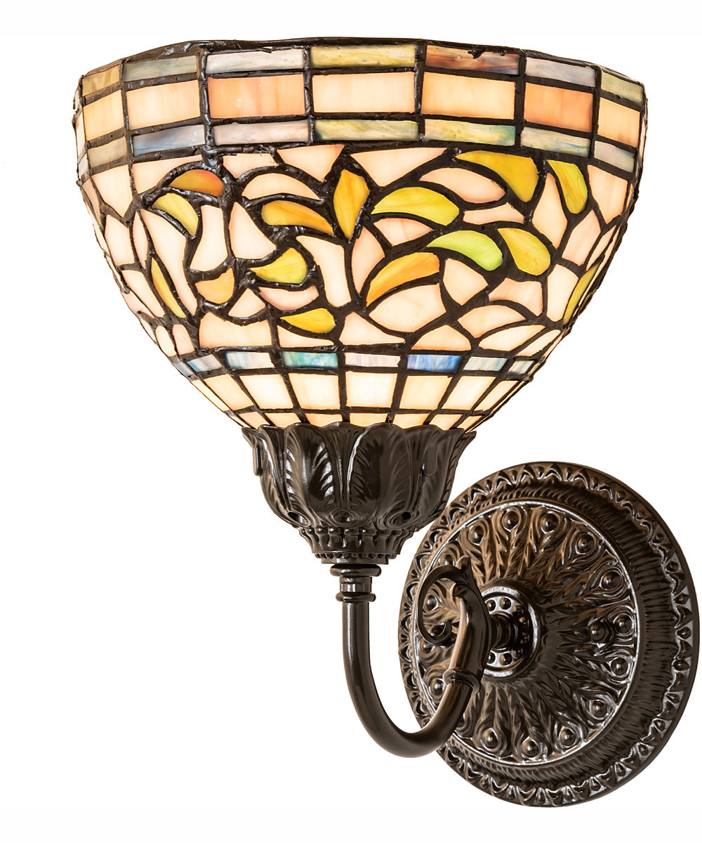 8" Wide Tiffany Turning Leaf Wall Sconce