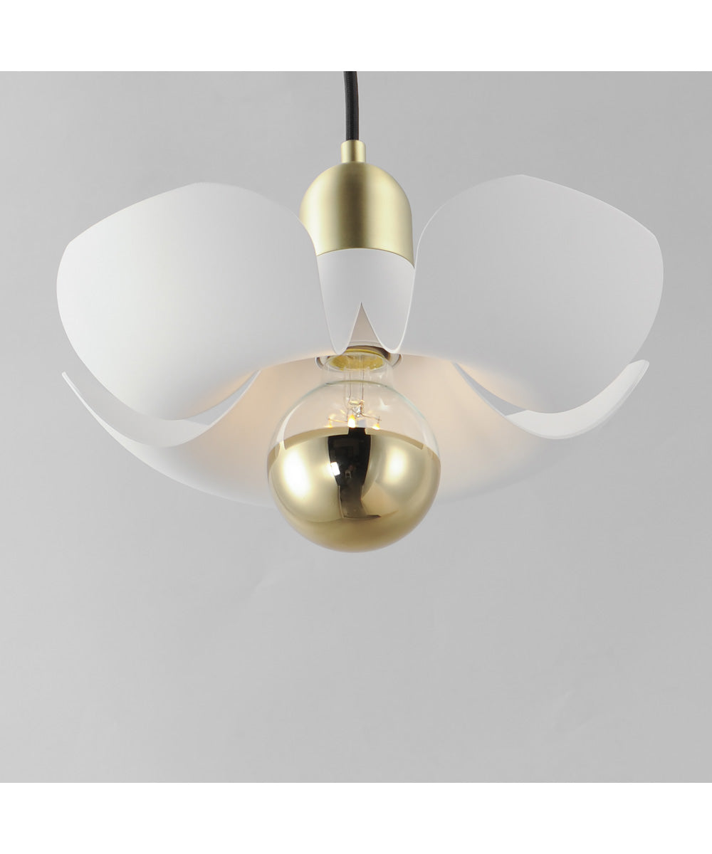 Poppy 12 inch Pendant White/Satin Brass