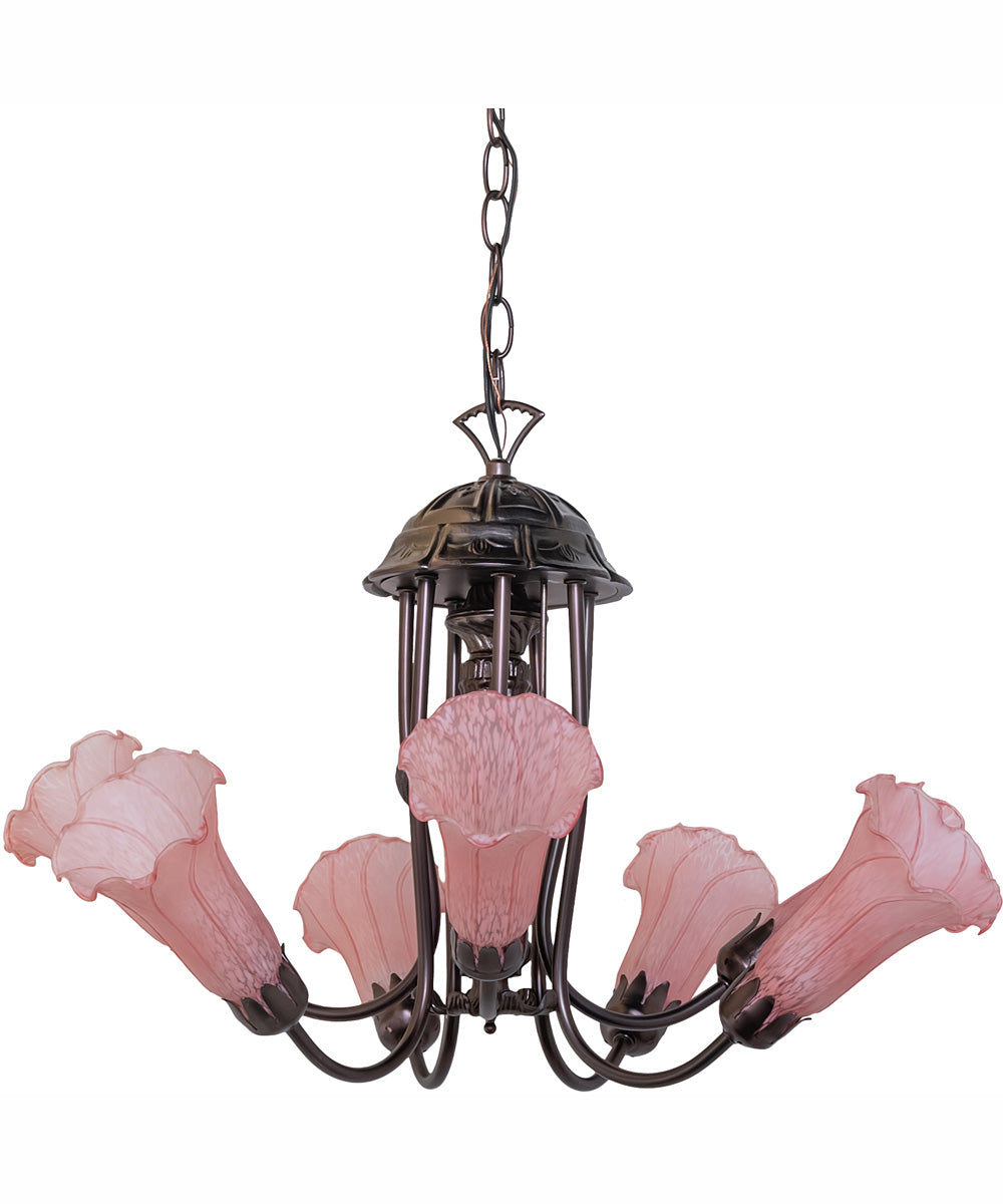 24" Wide Pond Lily Pink 7 Light Chandelier
