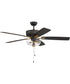 52" Pro Plus 101 2-Light Ceiling Fan (Blades Included) Flat Black/Satin Brass