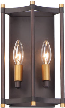 7"W Wellington 2-Light Wall Sconce Oil Rubbed Bronze / Antique Brass