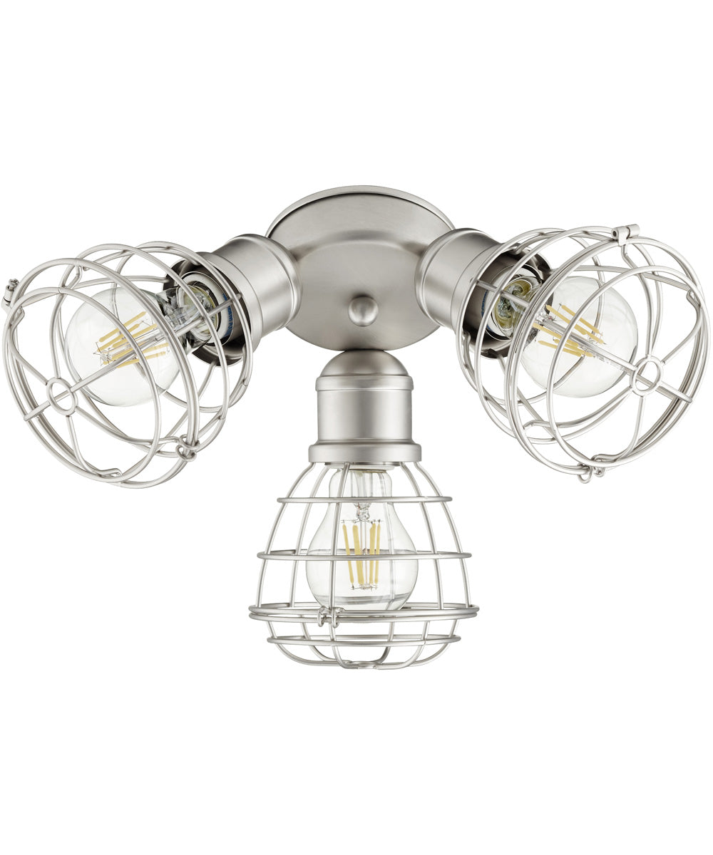 16"W 3-light LED Patio Ceiling Fan Light Kit Satin Nickel
