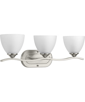 Laird 3-Light Etched Glass Traditional Bath Vanity Light Brushed Nickel