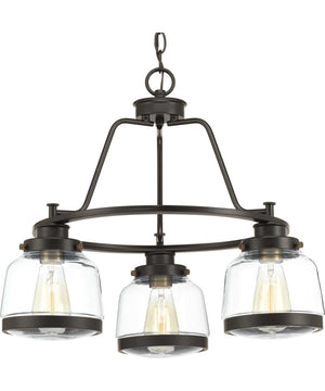 Judson 3-Light Clear Glass Farmhouse Chandelier Light Antique Bronze