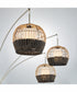 Kaylor 3-Light 3-Light Arc Lamp Brushed Nickel/Outer Rattan&Inner Fabric Shade