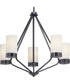 Elevate 5-Light Etched White Glass Mid-Century Modern Chandelier Light Matte Black