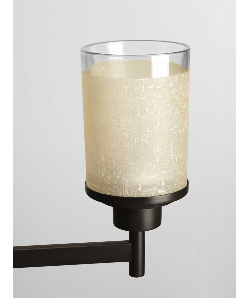 Alexa 6-Light Etched Umber Linen With Clear Edge Glass Modern Chandelier Light Antique Bronze