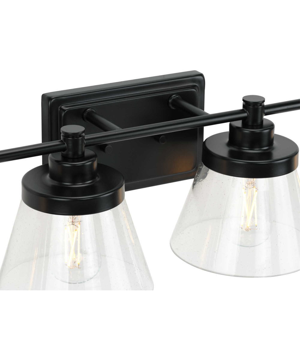 Hinton 4-Light Clear Seeded Glass Farmhouse Bath Vanity Light Matte Black