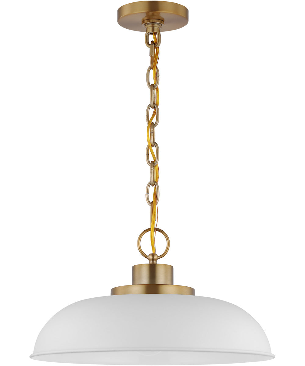 Colony 1-Light Pendant Matte White / Burnished Brass