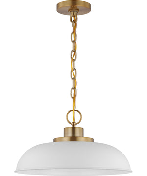 Colony 1-Light Pendant Matte White / Burnished Brass