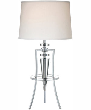 Triocof 1-Light Table Lamp Chrome/White Fabric Shade