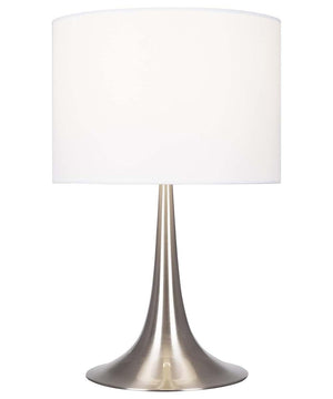 Catalina 19"H 1-Light Fluted Metal Base Table Lamp with Brushed Nickel Finish and White Linen Drum Shade