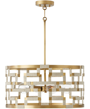 Hala 4-Light Pendant Bleached Natural Jute and Patinaed Brass