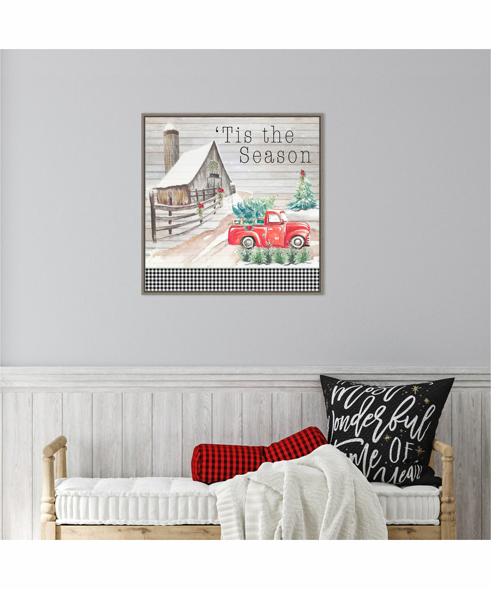 Framed Believe in Holiday Magic IV by Patricia Pinto Canvas Wall Art Print (22  W x 22  H), Sylvie Greywash Frame